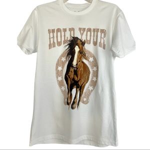 WHITE HOLD YOUR ... GRAPHIC T-SHIRT